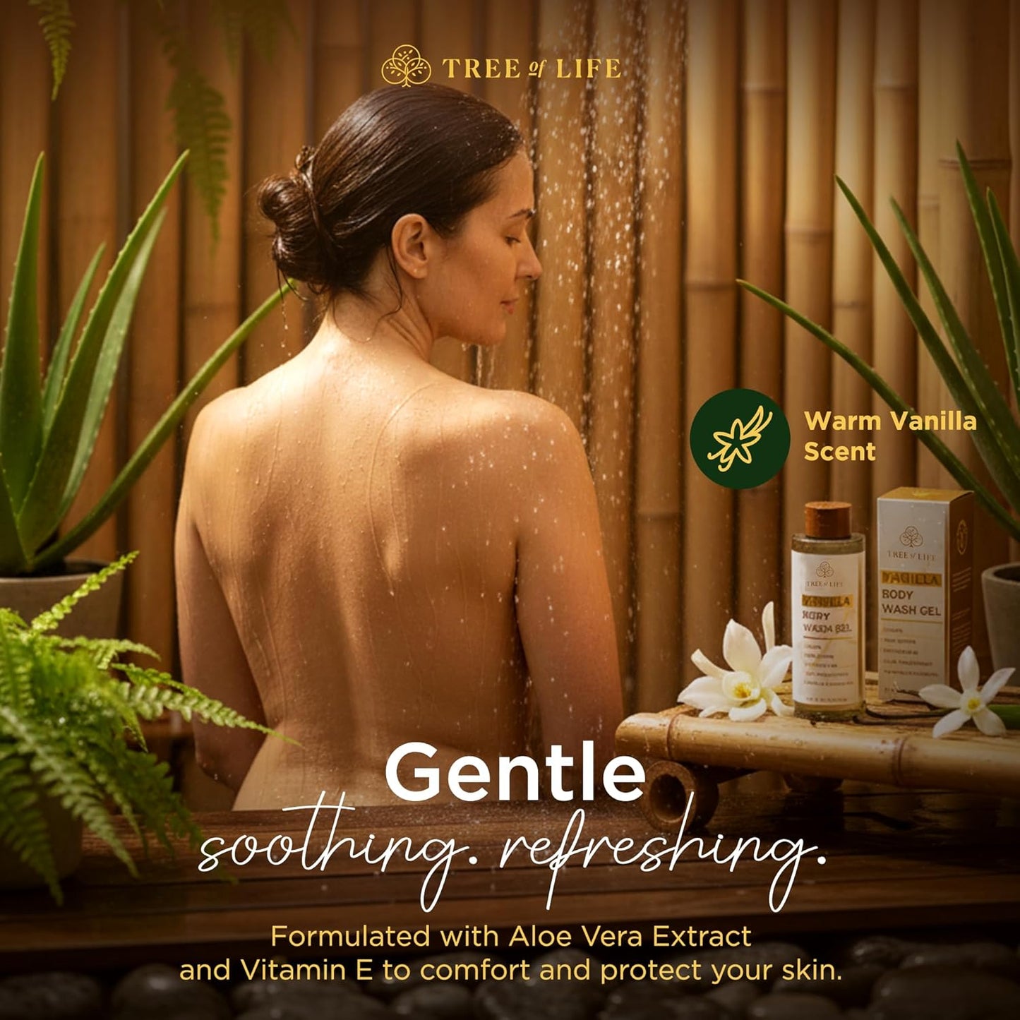 Tree of Life Vanilla Body Wash Gel - Moisturizing Shower Gel with Jojoba Oil and Shea Butter Hydrating Body Wash for Sensitive Skin and All Skin Types, 16.9 fl oz-GlimoraGlow