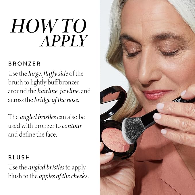 LAURA GELLER NEW YORK Dual-Ended Blush + Bronzer Brush - Blush Bronzer Contour Face Makeup Brush-GlimoraGlow