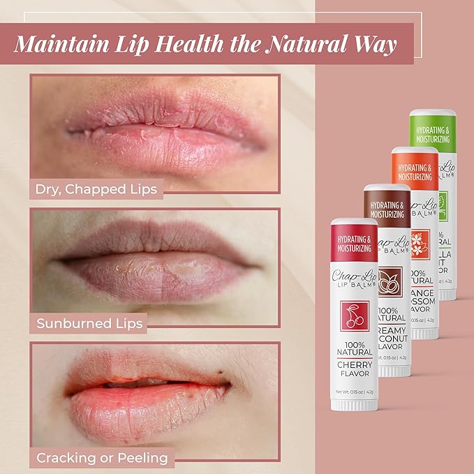 100% Natural Lip Balm Set, Hydrating and Moisturizing Beeswax Natural Flavor Assortment, Lip Moisturizer for Dry Lips, Cocoa Butter, Petroleum Free, 24 Count, 2Pack-GlimoraGlow