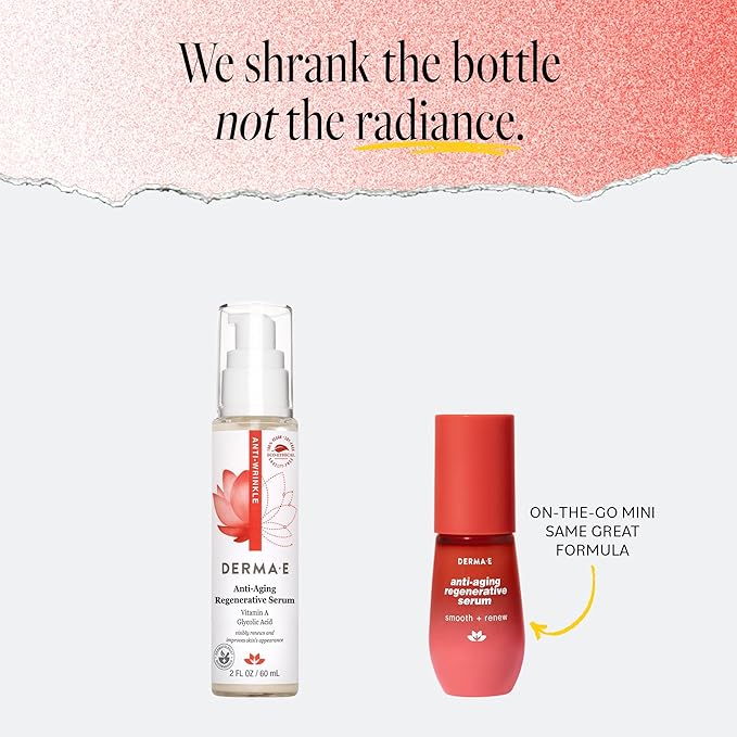 DERMA E Face Serum, Anti Aging Regenerative Retinol Serum for Face, 1 Fl Oz, Vitamin A, Bakuchiol, Glycolic Acid, Green Tea Extract, Helps Reduce Appearance of Fine Lines and Wrinkles-GlimoraGlow