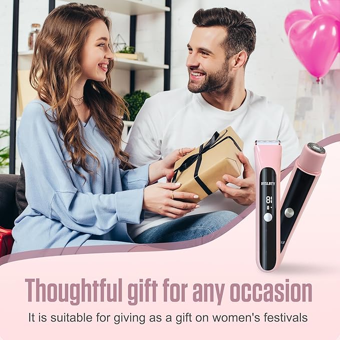 2 in 1 Bikini Trimmer for Women Dual Head Electric Shaver with LED Display,IPX7 Waterproof Wet & Dry, Painless Shaver for Underarm Leg Arm Body Face Private Area Pink-GlimoraGlow