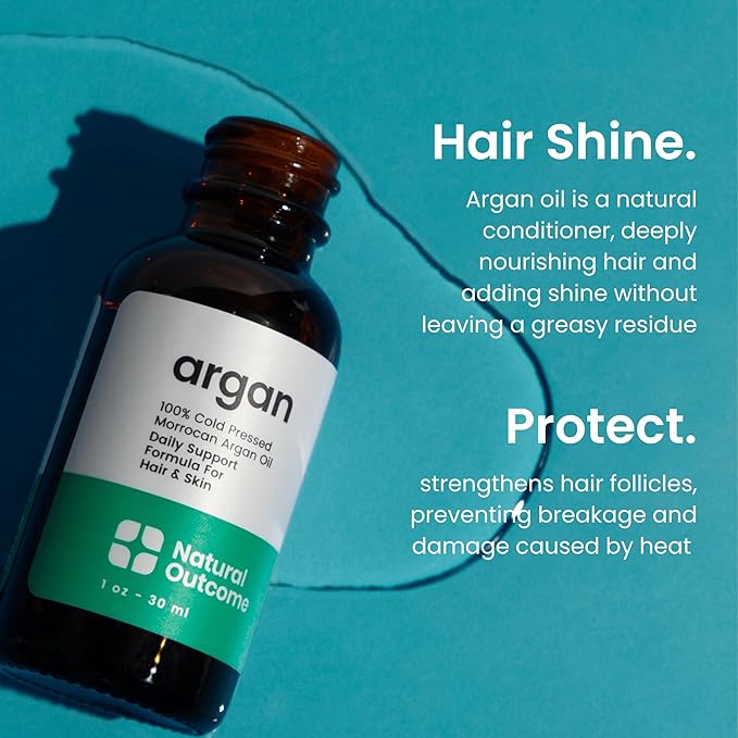 Argan Oil 100% Pure Moroccan Cold-Pressed Face, Body and Hair Lightweight Oil for Moisturizing, Hydrating & Skin Nourishment, 1 oz-GlimoraGlow