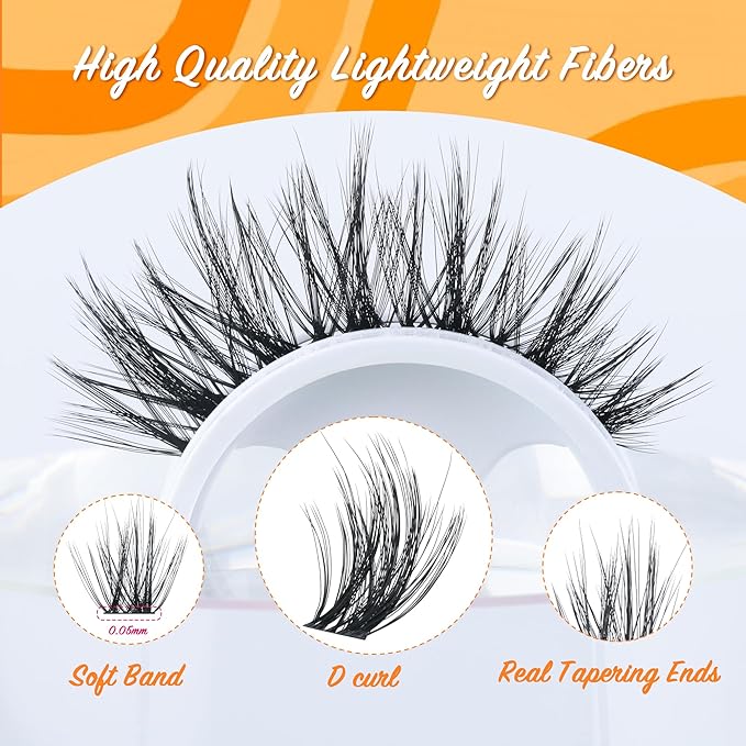 Fluffy Lash Clusters - 360Pcs Natural 0.05D Eyelash Clusters, Left & Right Eyelashes, Urtra Lightweight Cat Eye Clusters for Starter DIY at Home(Eyelashes Only）-GlimoraGlow