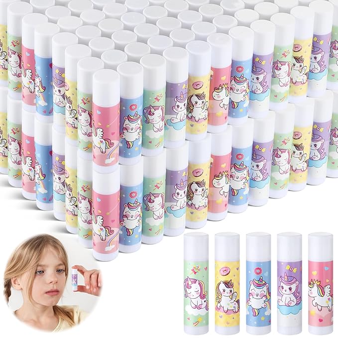 100 Pcs Unicorn Party Favors Lip Balms Bulk for Kids Birthday Party Moisturizing Lip Balm for Unicorn Themed Celebration Gifts Lip Care Products for Classroom Rewards Favor Party Supplies-GlimoraGlow
