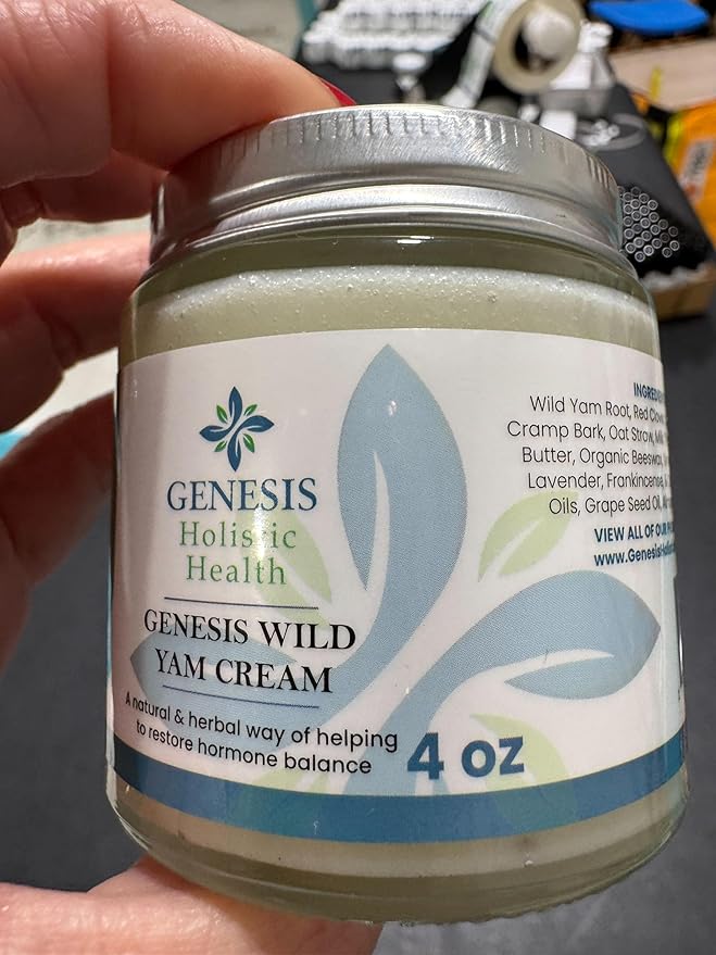 Genesis Wild Yam Root Cream, Organic Balancing Cream for Women, Deep Nourishment and Hydration, Made with Wild Yam Root, Chaste Tree Berry, and Red Clover, 4oz-GlimoraGlow