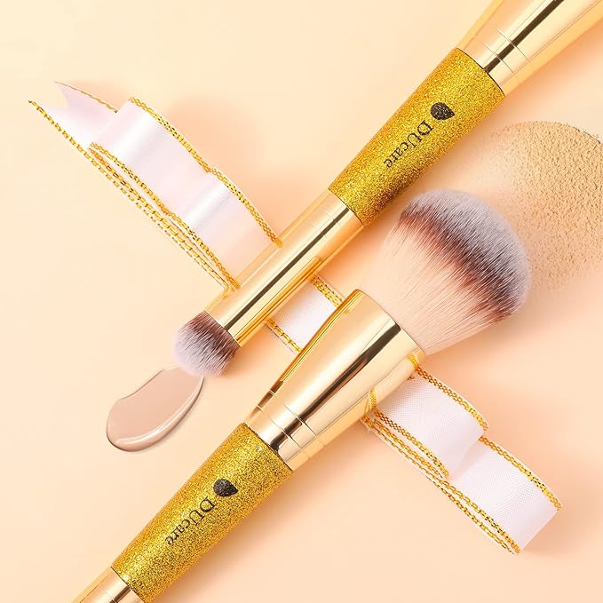 DUcare Powder Concealer Brush Foundation Makeup Brushes Double Ended Perfect for Rounded Taperd Liquid, Cream, Powder,Blending, Buffing-GlimoraGlow
