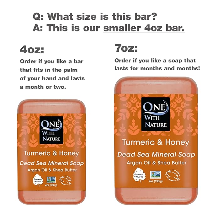 One With Nature Dead Sea Salt Turmeric Soap 4oz 3-Pack – Purifying and Exfoliating Soap Bar with Dead Sea Minerals and Turmeric for Face & Body, for Men & Women-GlimoraGlow