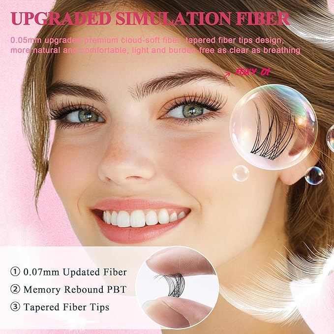 Lash Clusters Kit - Wispy Natural & Manga Spiky Lash Cluster Invisible band 8-16mm Eyelash Clusters Kit D Curl Lash Extension Kit WideSpan with Bond and Seal DIY at Home-GlimoraGlow