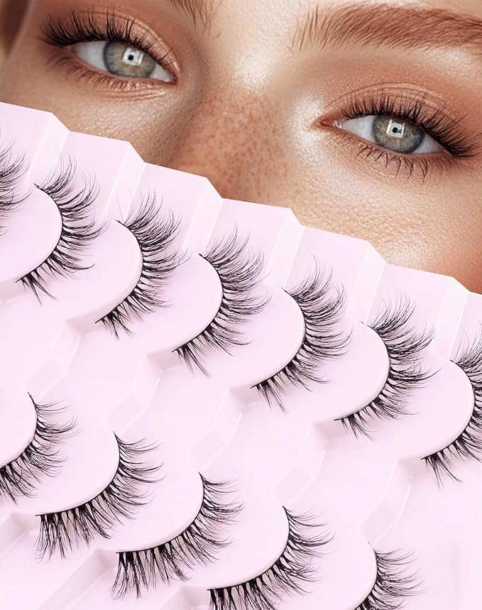 Cat eye Lashes Natural Wispy Lashes Everyday Natural Look Flared Eyelashes False Eye Lashes Soft Fluffy Lashes False Eyelashes 7 Pairs D93-GlimoraGlow