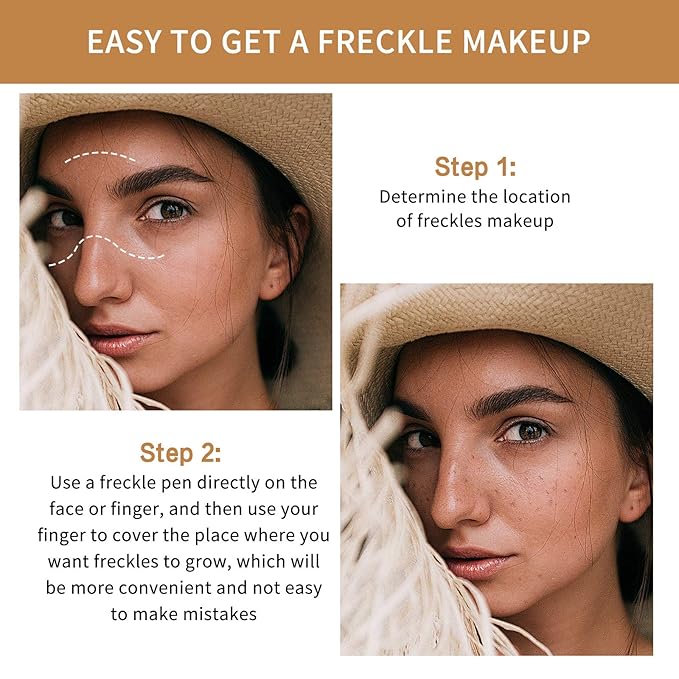 2 Pcs Freckle Pen Set, Natural Lifelike Fake Freckles Makeup Pen Magic Brown Color Freckles Makeup Tool Long-Lasting Waterproof Dot Spot Pen for Effortless Sunkissed Makeup (Light Brown)-GlimoraGlow