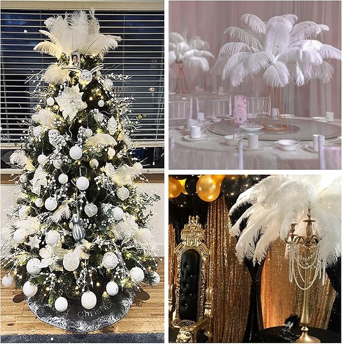 Larryhot White Large Ostrich Feathers - 16-18 inch 10pcs Feathers for Vase,Wedding Party Centerpieces and Home Decorations (White)