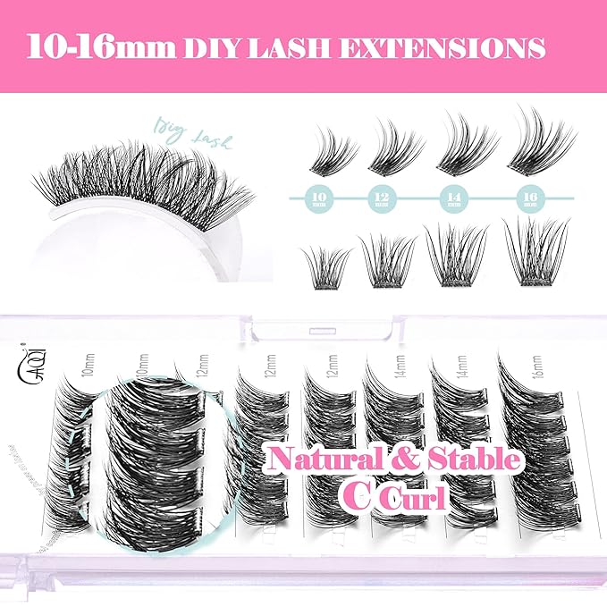 GAQQI Self Adhesive Lash Clusters, No Glue Eyelash Clusters 10-16mm Full & Volume Self Adhesive False Eyelashes, No Band Glueless Lashes-GlimoraGlow