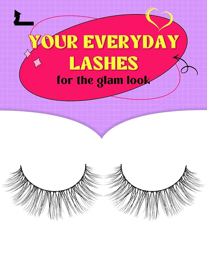Onlyall Lashes Mink False Eyelashes Natural Wispy Lashes Soft Faux Mink Lashes Fluffy False Lashes DK72-GlimoraGlow