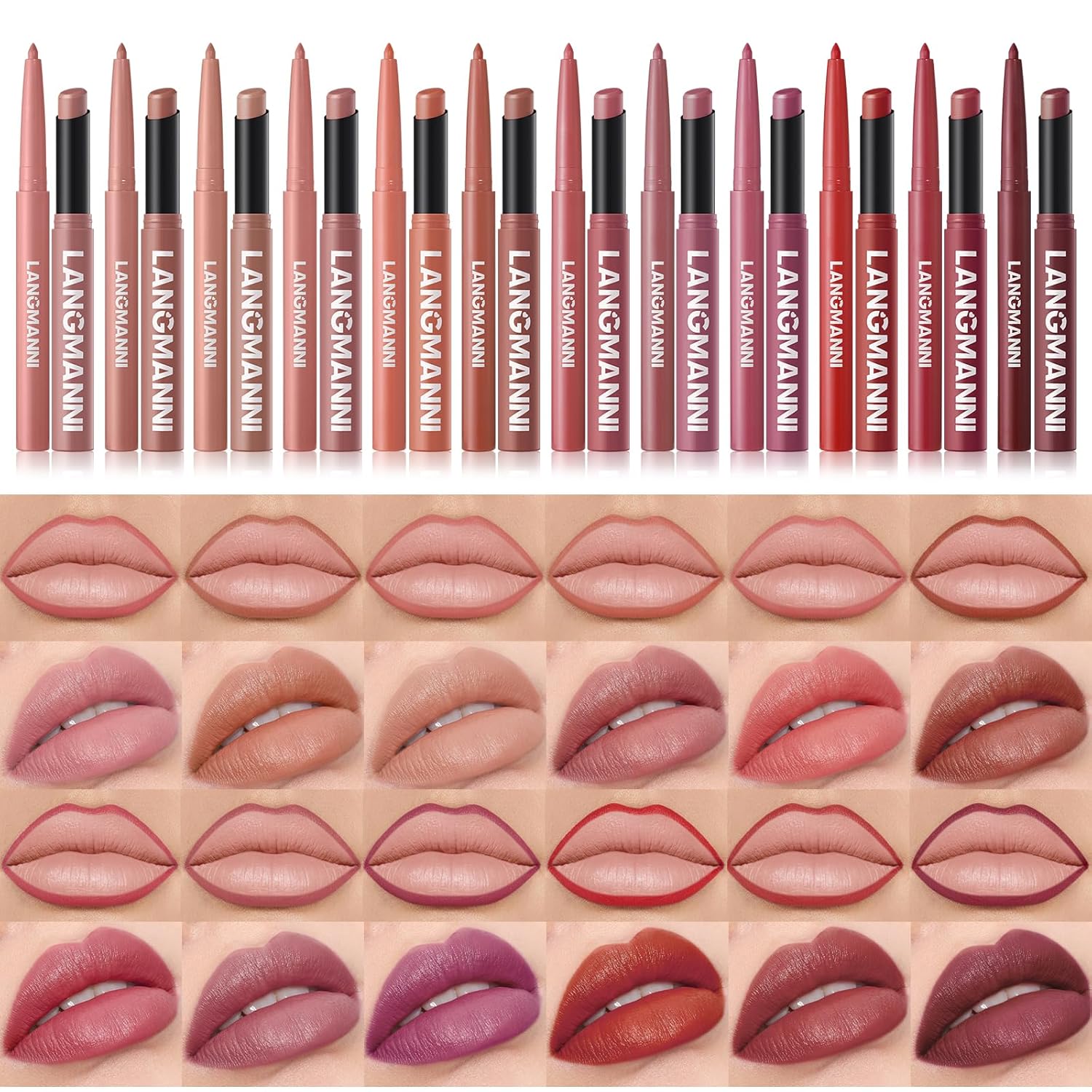 12Pcs Matte Lipstick + Lip Liner Pens Lip Combo Sets, Creamy Matte Lip Makeup Kit Long-Lasting Waterproof, Smudge-Proof Highly Pigmented Formula, Neutral & Nude Shades Makeup Set (Everyday Nudes Set)-GlimoraGlow