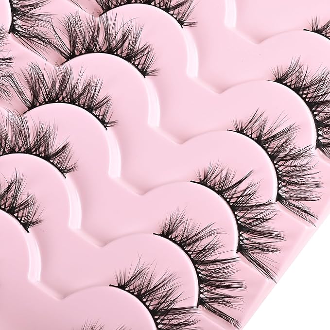 FARRED Half Eyelashes Natural False Lashes Wispy Cat Eye Strips Eyelash 14 Pairs Faux Mink Strip Eye Lashes Pack for Daily Makeup (F20 | 8-15 mm)-GlimoraGlow