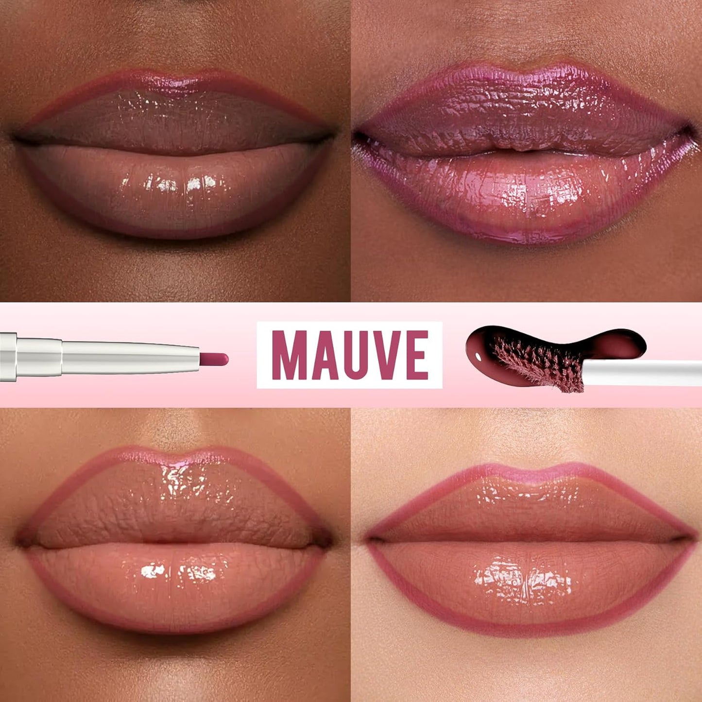 iMethod Lip Liner Stain - Lip Stain, 2-In-1 Dual-Ended Peel Off Lip Stain with Tweezer, Natural Long Lasting Peel Off Lip Liner, Easy to Use for All Skin Types, Stay All Day, Mauve-GlimoraGlow