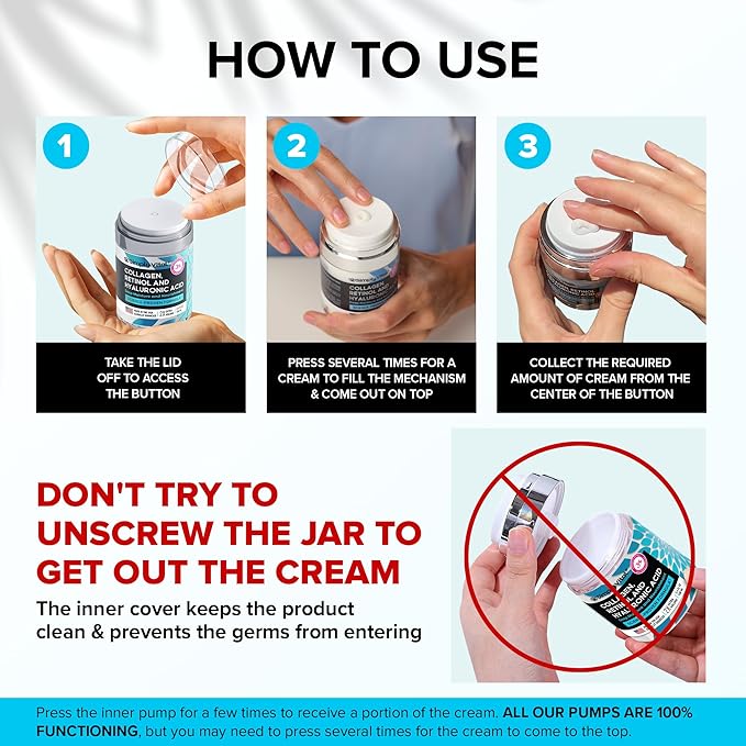 SimplyVital Collagen, Retinol & Hyaluronic Acid Cream - Anti-Aging Retinol Cream for Face, Neck & Décolleté - Made in USA - Daily Moisturizer Face Cream - 3.38 fl oz-GlimoraGlow