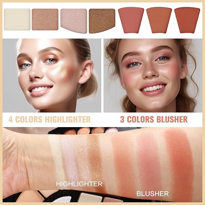 109 Colors Makeup Kit for Women Girl Full Kit Gift Set with Mirror All in One Make up Palette Included Eyeshadow Glitter Lipstick Concealer Eyeliner Eyebrow Highlighter Contour Blusher Compact PowderN-GlimoraGlow