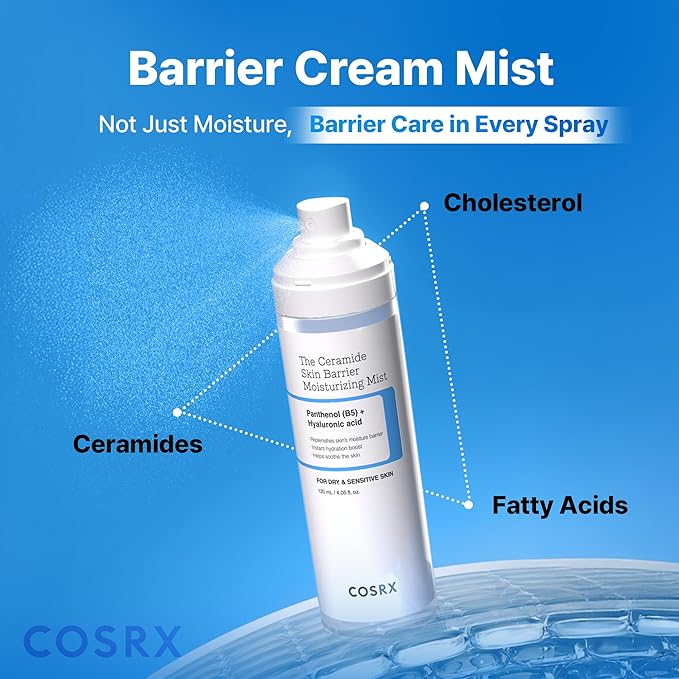 COSRX Barrier Cream Face Mist - Milky Toner with Ceramide & Hyaluronic Acid, Hydrating and Soothing Facial Spray for All Skin Types, 4.06 fl.oz, Korean Skin Care-GlimoraGlow