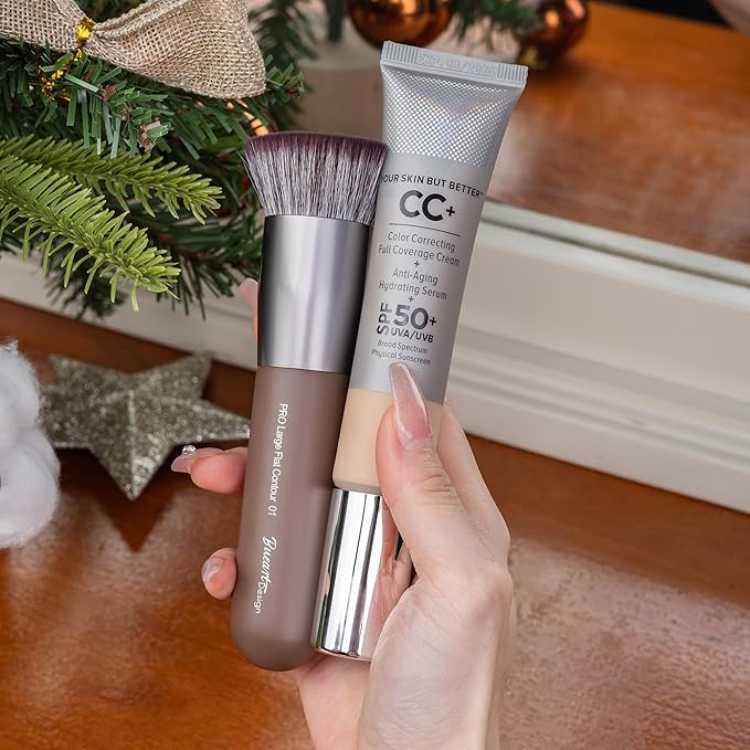 Bueart Design 26 Pcs Chocolate-colored Gift Makeup Brushes Set with Extra Large Holder,Elegant Make up Brushes for Foundation,Face Blending Powder, Contour, Highlight, Concealer, Eyeshadow-GlimoraGlow