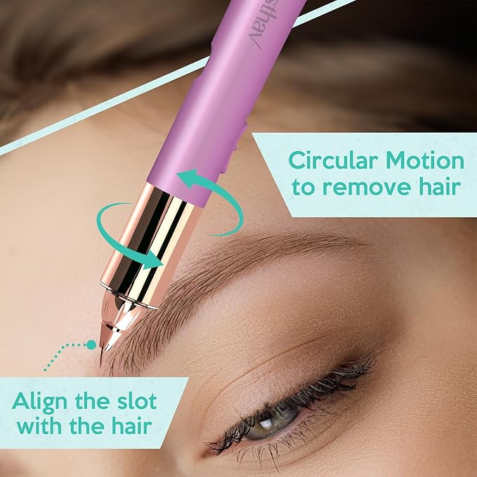 2 in 1 Eyebrow and Facial Hair Remover for Women Painless Flawless Electric Razor Epilator Trimmer Shaver with 18K Gold-Plated, USB Rechargeable, 360° LED for Eyebrow and Face Hair Removal-GlimoraGlow