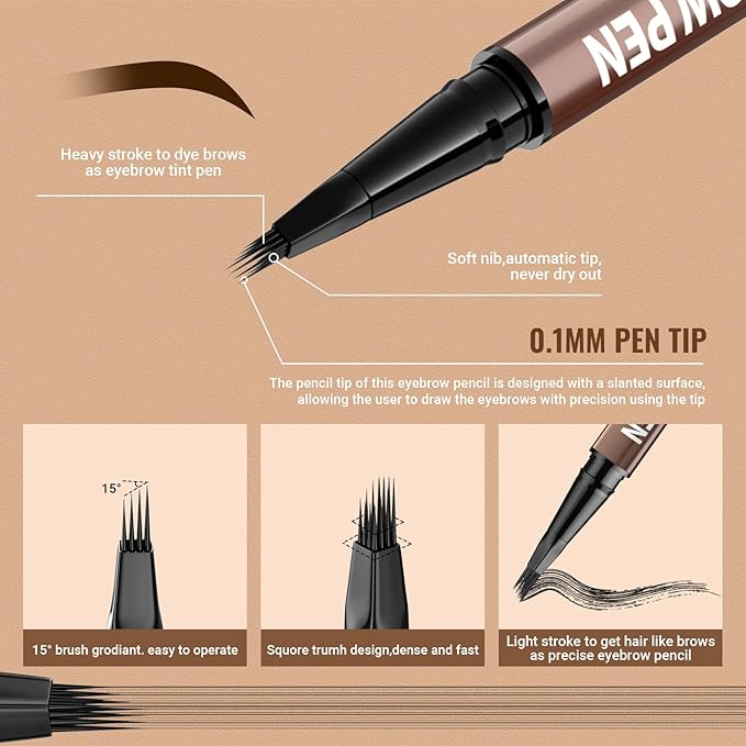 iMethod Eyebrow Pen - Eyebrow Pencil,2-in-1 Eyeliner Dual-Ended Microblading Eyebrow Pencil Long Lasting Waterproof Hair-Like Brow Pencil,with Eyebrow Brush,Eyebrow Pencils for Women,Grey-GlimoraGlow