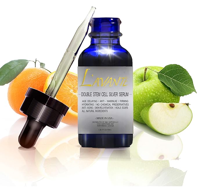 Double Stem Cell Silver Serum - Anti-aging, Anti-wrinkle and Skin Rejuvenation Treatment for Face and Neck, Scar and Acne Treatment, Moisturizer, Skin Hydration-GlimoraGlow