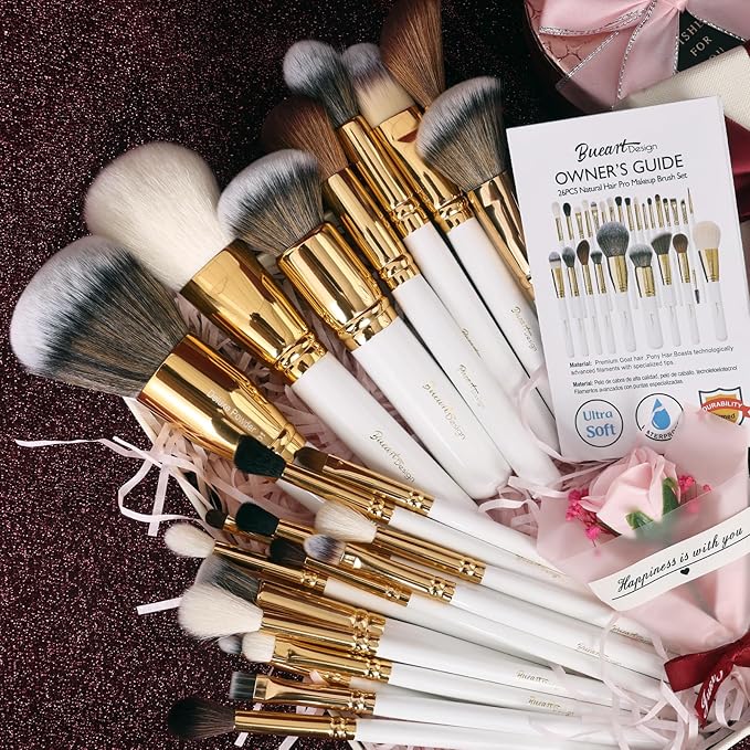 Professional Makeup Brushes Set Premium Quality Goat Hair Synthetic Fiber Powder Foundation Highlight Concealer Eyeshadow Blending By Bueart Design-GlimoraGlow