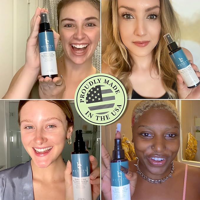 Hyaluronic Acid Toner for Face - USA Made with Natural & Organic Ingredients, Hydrating Toner with Niacinamide, Softens and Smoothes Dry & Sensitive Skin, Fragrance-Free Skin Care Spray-GlimoraGlow