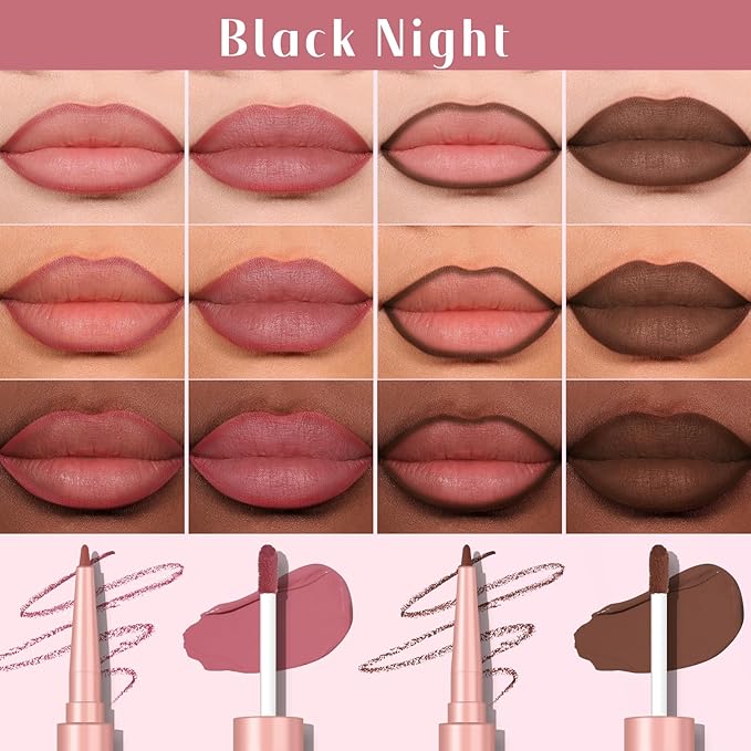 2 PCS Lip Liner and Lip Stain Combo Set, High Pigmented Long Lasting Velvet Lip Tint, Well-Defined Lipliner, Weightless Waterproof Not Animal Tested, Matte Finish Makeup-GlimoraGlow