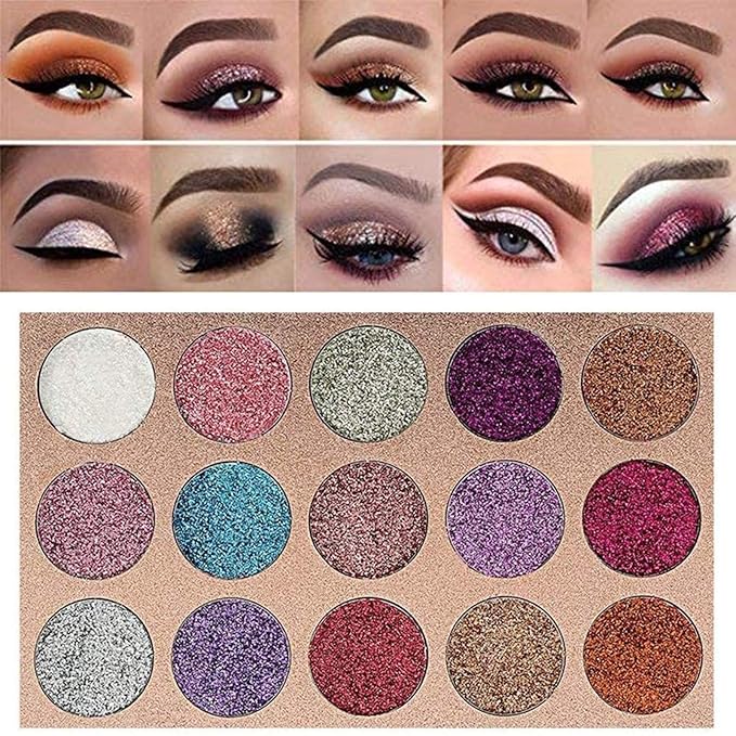15 Colors Eyeshadow, Glitters Shimmer Pigment Pressed Makeup Palette Eyes Cosmetic-GlimoraGlow
