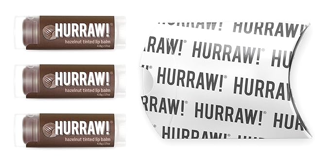 Hurraw! Hazelnut Tinted Lip Balm, 3 Pack: (Sheer Brown Tint) Organic, Certified Vegan, Cruelty and Gluten Free. Non-GMO, 100% Natural Ingredients. Bee, Shea, Soy and Palm Free. Made in USA-GlimoraGlow