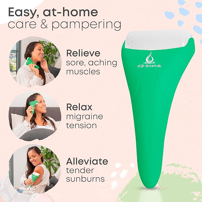 Ice Roller for Face & Eye Puffiness Relief 2 in 1 Set - Therapeutic Facial Massager for Beauty - Cooling Face Rollers for Women - Tone & Tighten Your Damaged Skin - Reduce Wrinkles-GlimoraGlow