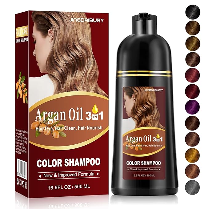 Instant Blonde and Brown Semi-Permanent Hair Dye Shampoo - 3 in 1 Formula with Argan Oil for Men & Women, Easy to Use, 16.9 Fl oz-GlimoraGlow