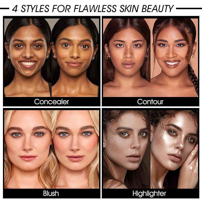 12 Colors Cream [Blush] Makeup Palette for Cheeks - Multi-functional Blush Makeup Palette with Brush, Natural Matte Long Wearing, Waterproof Blendable Face Makeup Palette (#01)-GlimoraGlow