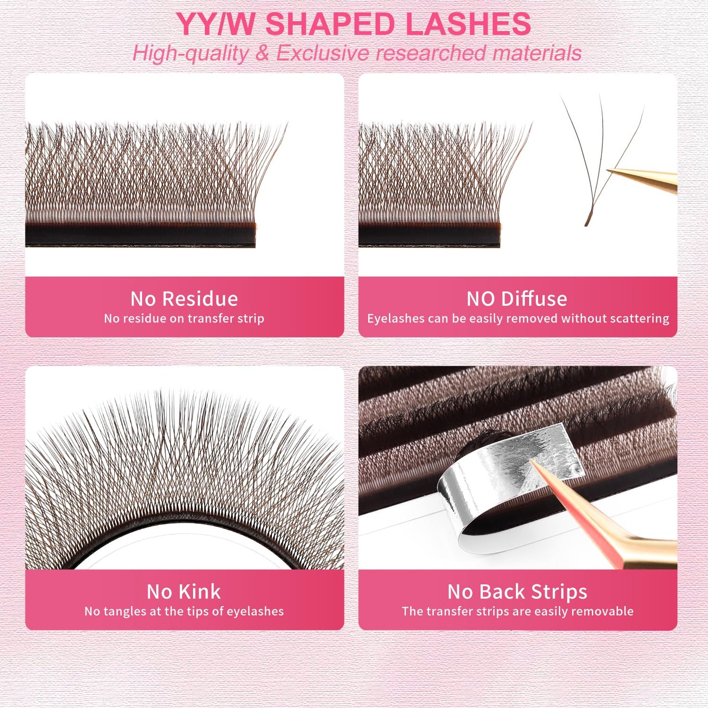 W Lash Extensions Brown 4D Eyelash Extensions W Shape 0.07mm Thickness C Curl Mix 8-15mm Premade Fans Lashes Colored Lash Extension Volume Lashes Individual Lashes(W-Brown-4D-0.07-C,8-15mm)-GlimoraGlow