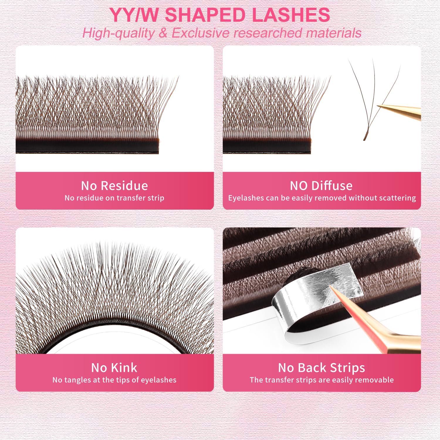 W Lash Extensions Brown 4D Eyelash Extensions W Shape 0.07mm Thickness C Curl Mix 8-15mm Premade Fans Lashes Colored Lash Extension Volume Lashes Individual Lashes(W-Brown-4D-0.07-C,8-15mm)-GlimoraGlow