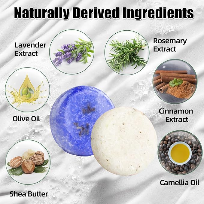 2 Pack Rosemary Lavender Hair Shampoo Bar,Deep Cleansing for Scalp Hair Loss Shampoo Soap,Organic Shampoo Oil Control for Hair Growth,Refreshing and Hydrating Bar,Gifts for Women Men-GlimoraGlow
