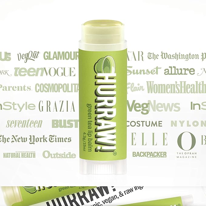 Hurraw! Green Tea Lip Balm: Organic, Certified Vegan, Cruelty and Gluten Free. Non-GMO, 100% Natural Ingredients. Bee, Shea, Soy and Palm Free. Made in USA-GlimoraGlow