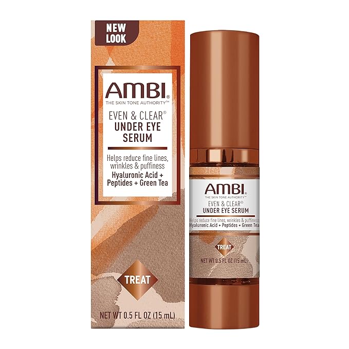 Ambi Even & Clear Under Eye Serum Anti Aging Formula with Peptides and Hyaluronic Acid to Reduce Fine Lines and Wrinkles, with Cocoa Butter Cleansing Bar-GlimoraGlow