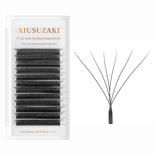 W Eyelash Extension 6D Volume Premade Fans 0.07 D Curl 8-15mm mix W Lashes Matte Black Lash Extensions Easy Fans W Shape Eyelash yy Eye Lashes(6D-0.07D-8-15mm Mix)-GlimoraGlow