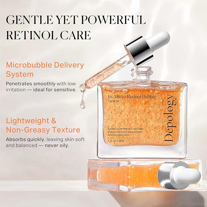 1% Retinol Face Oil with Firming, Smoothing & Glowing– Retinol Serum for Face, Lightweight Squalane Facial Oil for Fine Lines, Texture & Anti-Aging, Gentle for All Skin 1.01 fl oz-GlimoraGlow