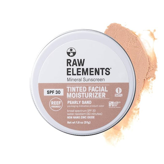 Raw Element Ultra-Moisturizing Tinted Face Cream, Non Toxic Mineral Face Sunscreen, Daily Tinted Moisturizer, Non-Nano Zinc Oxide, Reef Friendly, All Ages, SPF 30, 1.8 oz, Pearly Sand, Pack of 1-GlimoraGlow