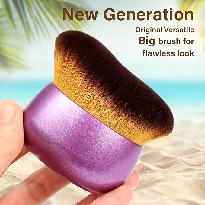 Extra Large Body Makeup Brush For Self Tanner, Leg Makeup &Bronzer Blend,75 mm Wide-headed Kabuki Brush Provides More Even &Pretty Application, Sunscreen Face& Back Makeup Brush, Wet&Dry Use- Purple-GlimoraGlow