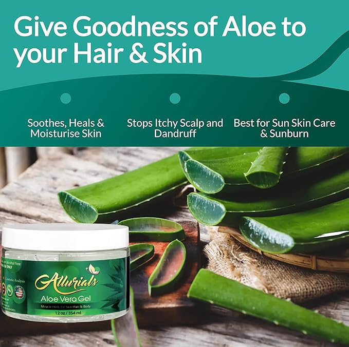 100% Pure & Organic Aloe Vera Gel, Clinically tested & Dermatologist approved, Hydrates & Heals Dry & Damaged Skin & Hair- 12 Oz-GlimoraGlow