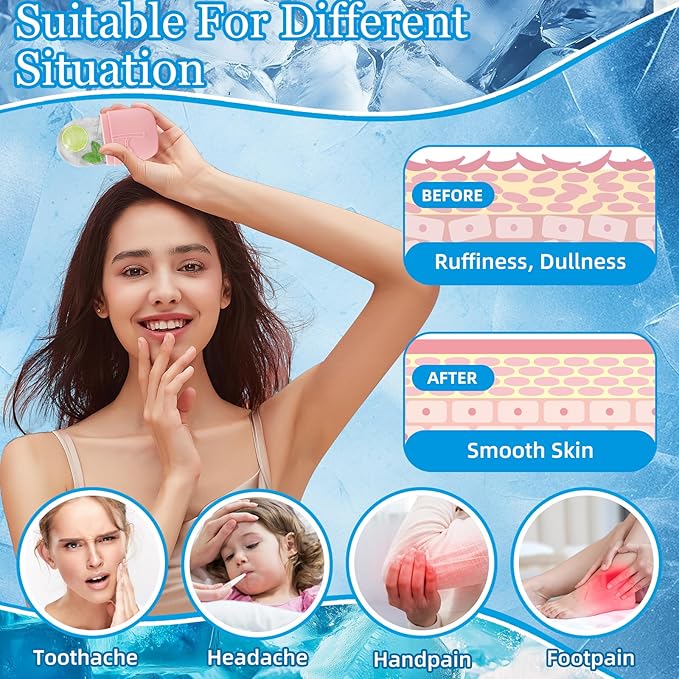 Ice Face Roller Massager for Face, Reusable Silicone Ice Cube Mold, Facial Beauty Ice Roller, Reduce Puffiness and Dark Circles, Minimize Pores & Improve Skin Texture (Pink)-GlimoraGlow