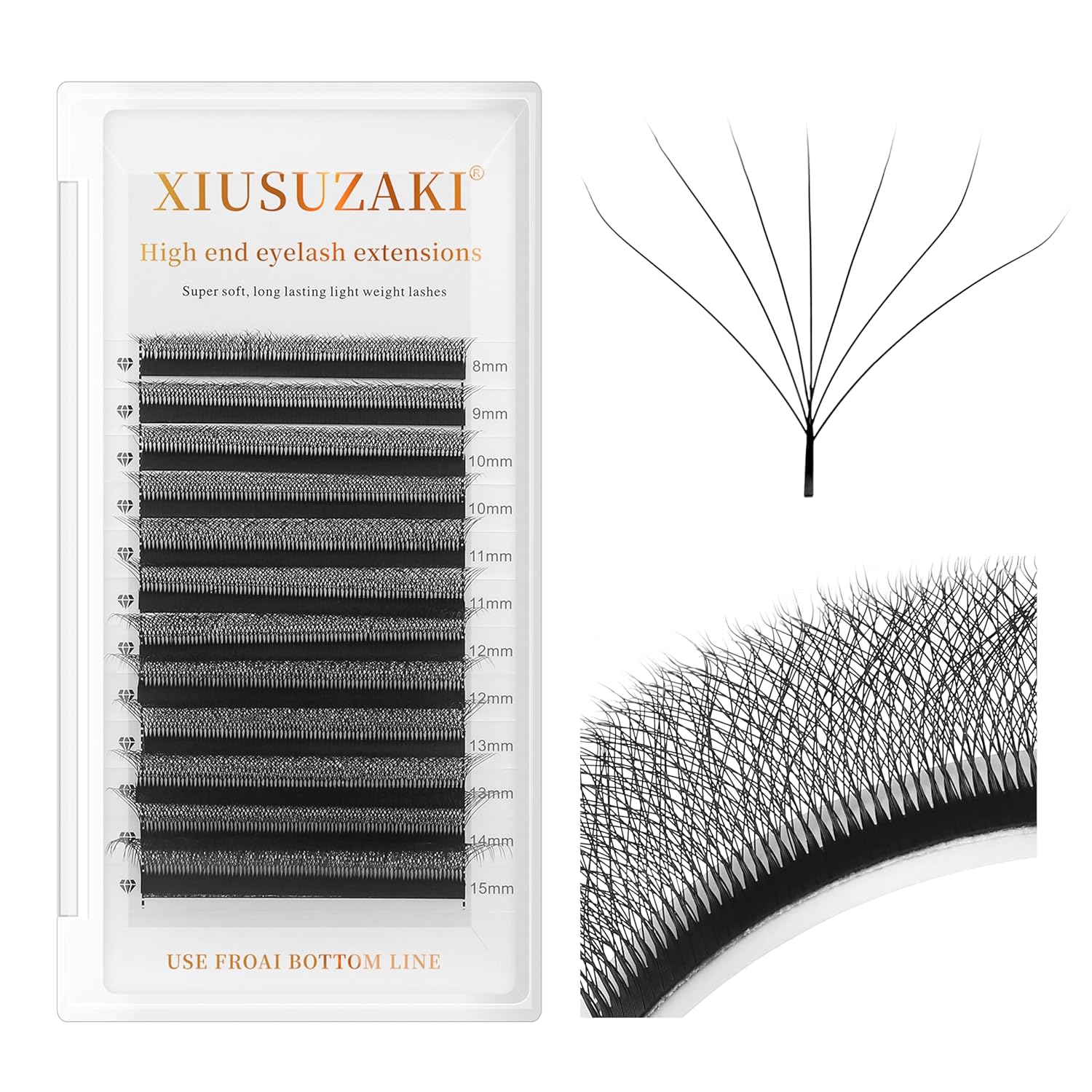 W Lash Extensions Supplies 7D Eyelash Extensions W Shape 0.07mm Thickness D Curl 13mm Premade Fans Easy Fan Lashes Volume Matte Black 12 Rows Crisscross Eye Lashes(W-7D-0.07-D,13mm)-GlimoraGlow