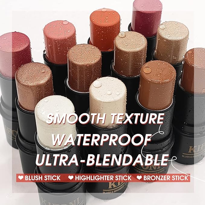 2 Pcs Cream Contour Stick Makeup Kit, Cream Highlighter Stick & Contour Bronzer Stick for Cheeks, Lightweight Blendable Smooth -Highlighter (#03 Champagne Gold #06 Silver)-GlimoraGlow