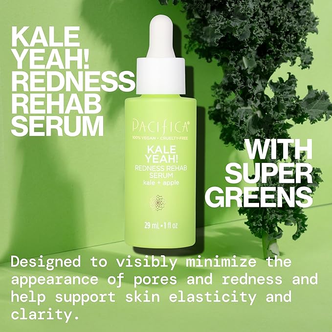 Pacifica Kale Yeah! Redness Rehab Serum – Niacinamide & Super Greens Face Serum to Calm Redness, Minimize Pores & Oil, Soothing Anti-Redness for Oily/Combination Skin Vegan Dermatologist Tested-GlimoraGlow