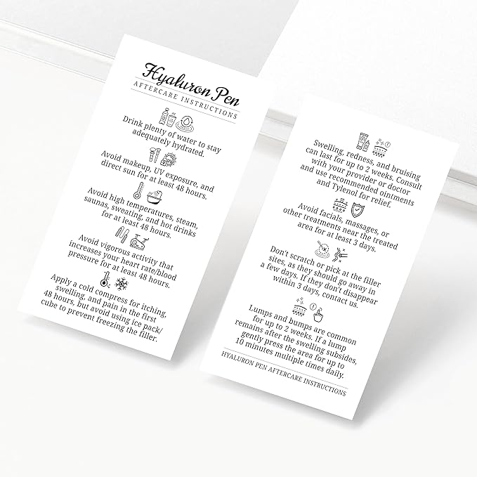 100 Pack - Premium Hyaluron Pen Lip Filler Aftercare Instructions Card 2 x 3.5" Accessories Supplies Kit Care - HP07A100_N-GlimoraGlow